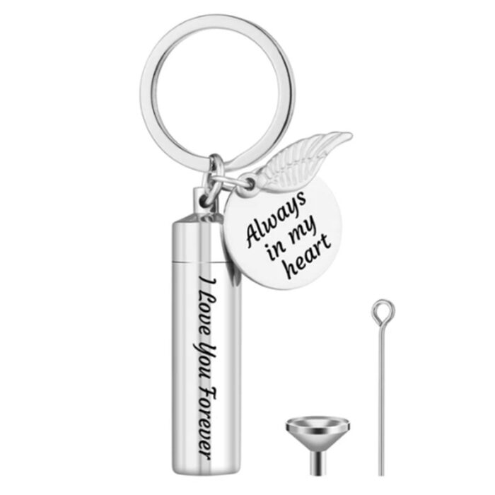 Peaceful Paws Pet Crematorium | Stainless Steel Cremation Ash Memorial Keychain